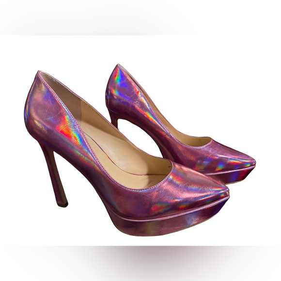 Jessica Simpson NWT Sz 9.5 Stunning Pink Iridescent Platform Stiletto Heels SH77 - Picture 12 of 13